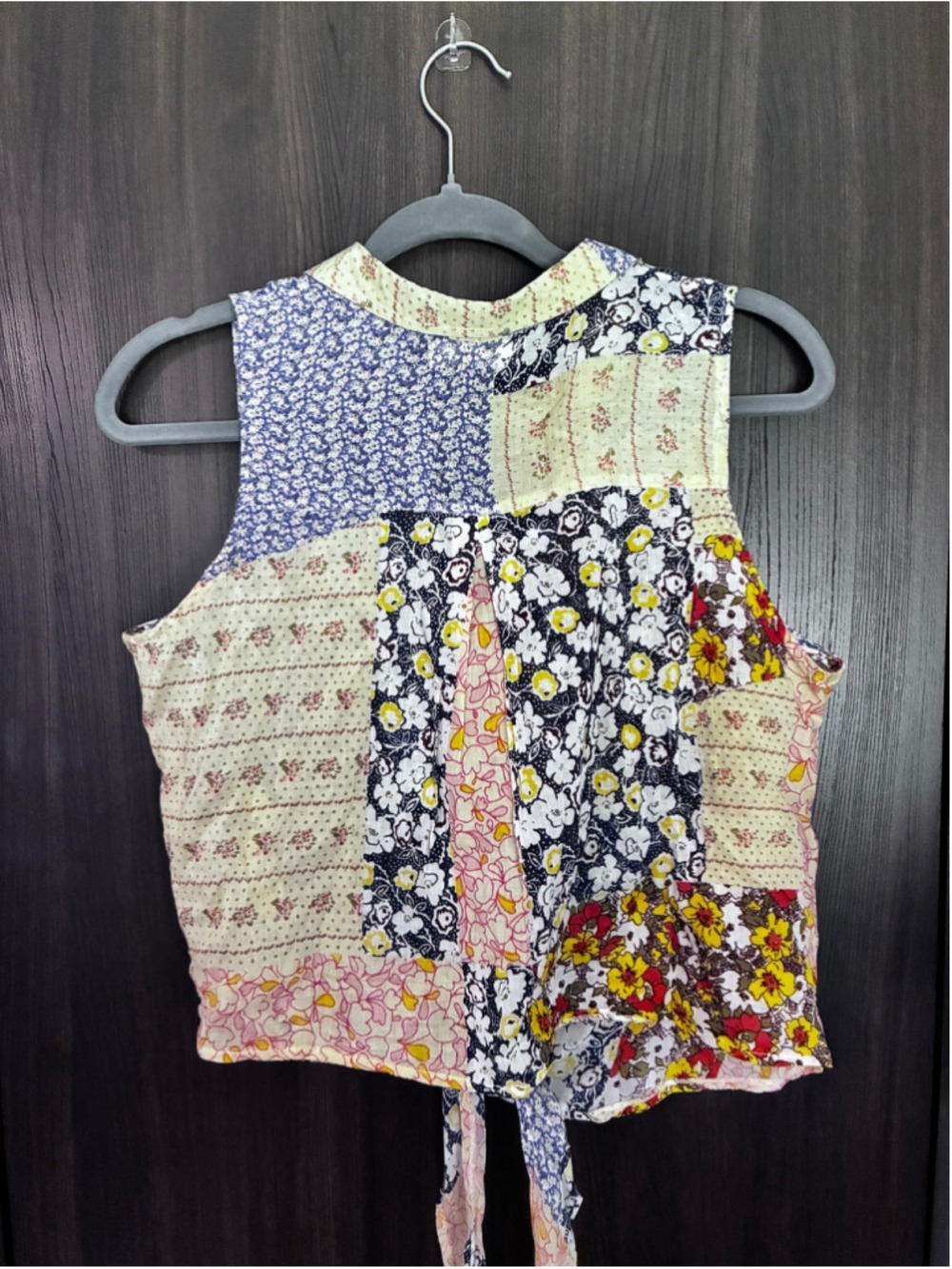 Natural Life Patchwork Tie Front Tank Size S - Picture 3 of 3